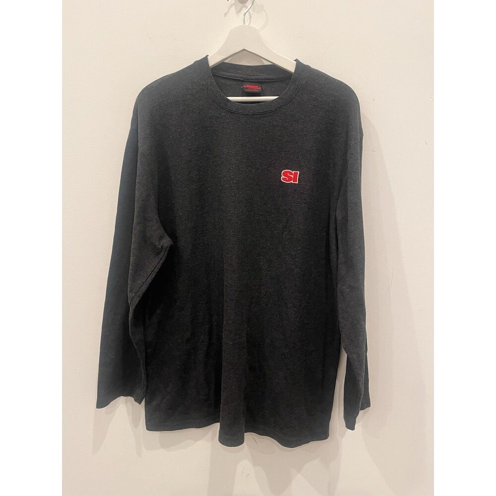 SPORTS ILLUSTRATED Dark Gray Long Sleeve Waffle Knit Shirt SZ XL